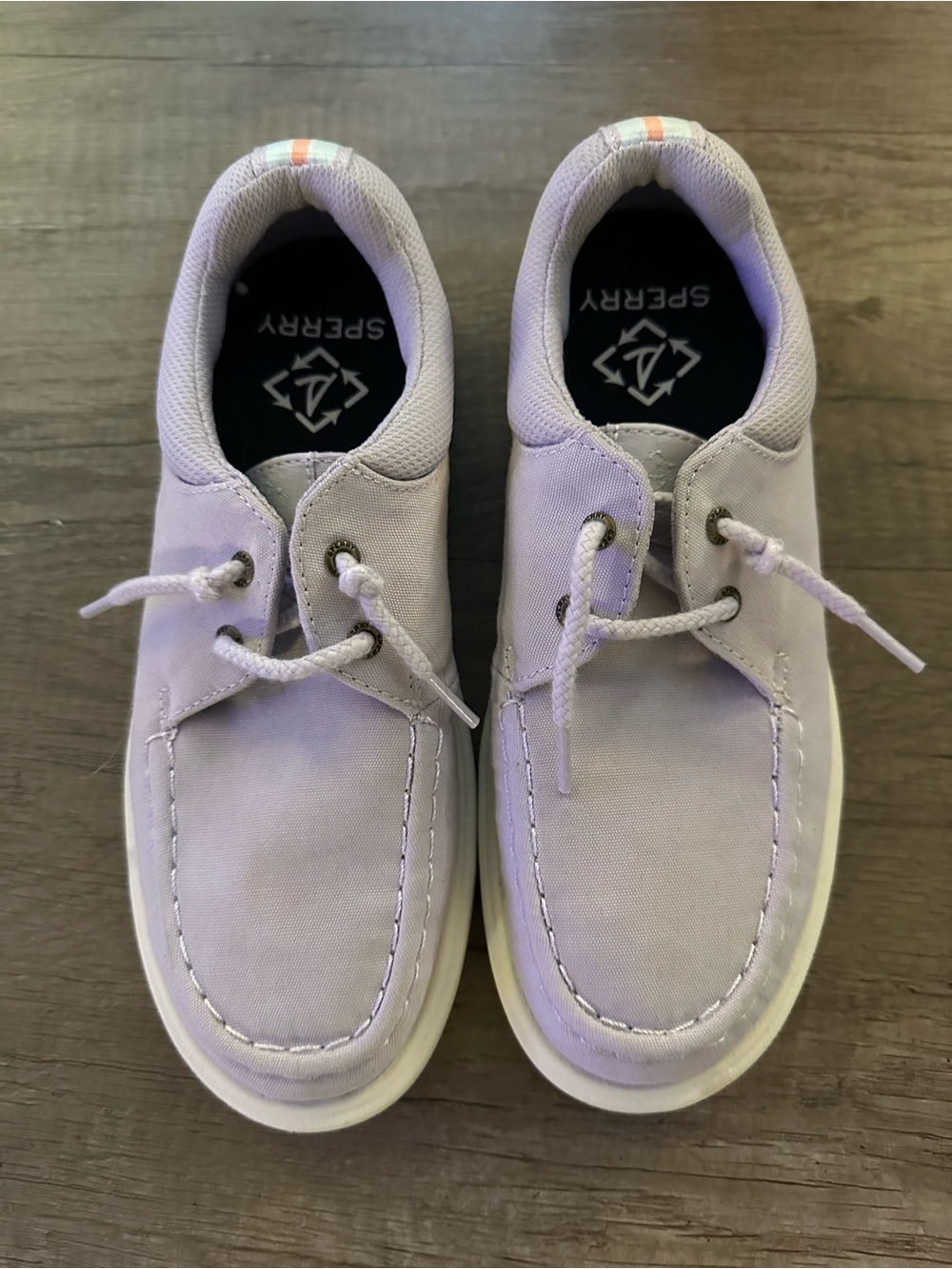 Sperry Captain’s Moc SeaCycled Lilac Canvas Boat Shoes Women’s 6.5
